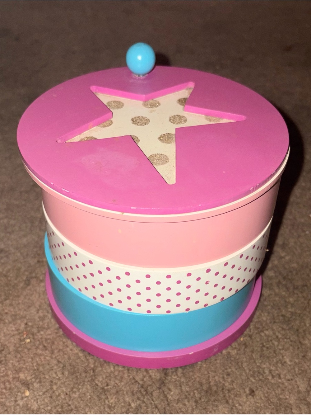 Pink & Blue Star Accent Trinket Box